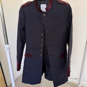 Mango Black and Burgundy Buttoned Blazer